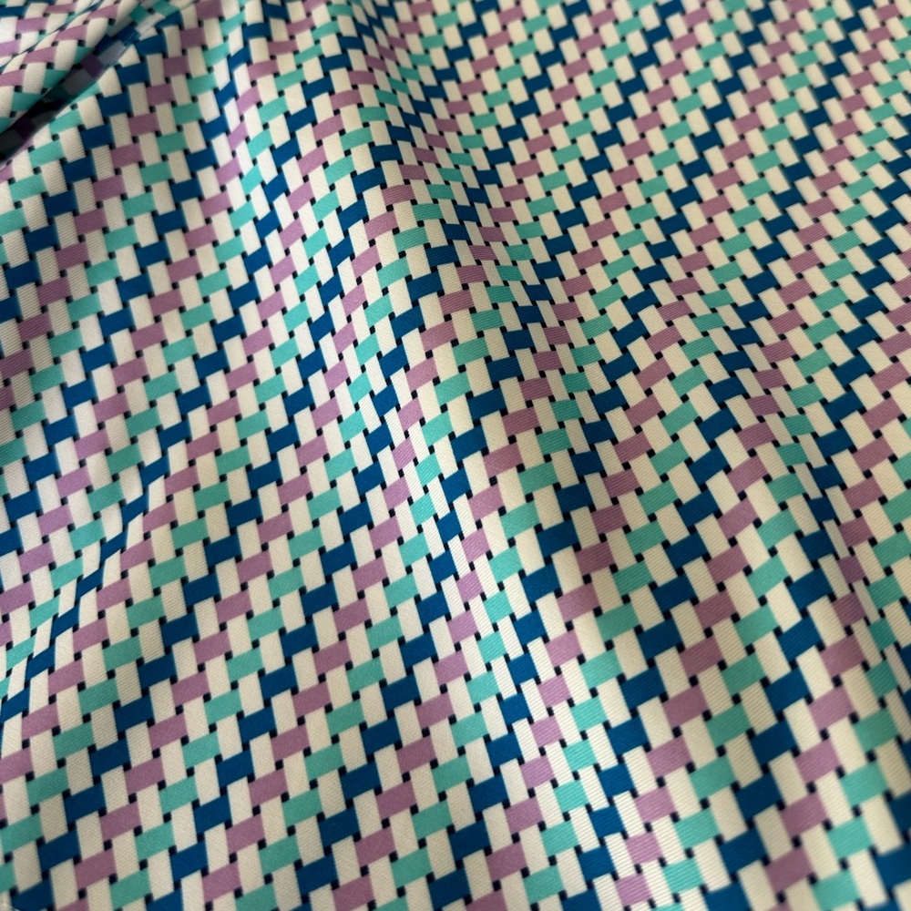 Lady Hagen, size 10, aqua, purple, white and navy pattern gold shorts. - Picture 4 of 4